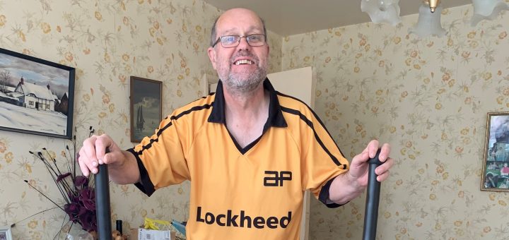 Graham Hobbins - fundraising on his cross-trainer