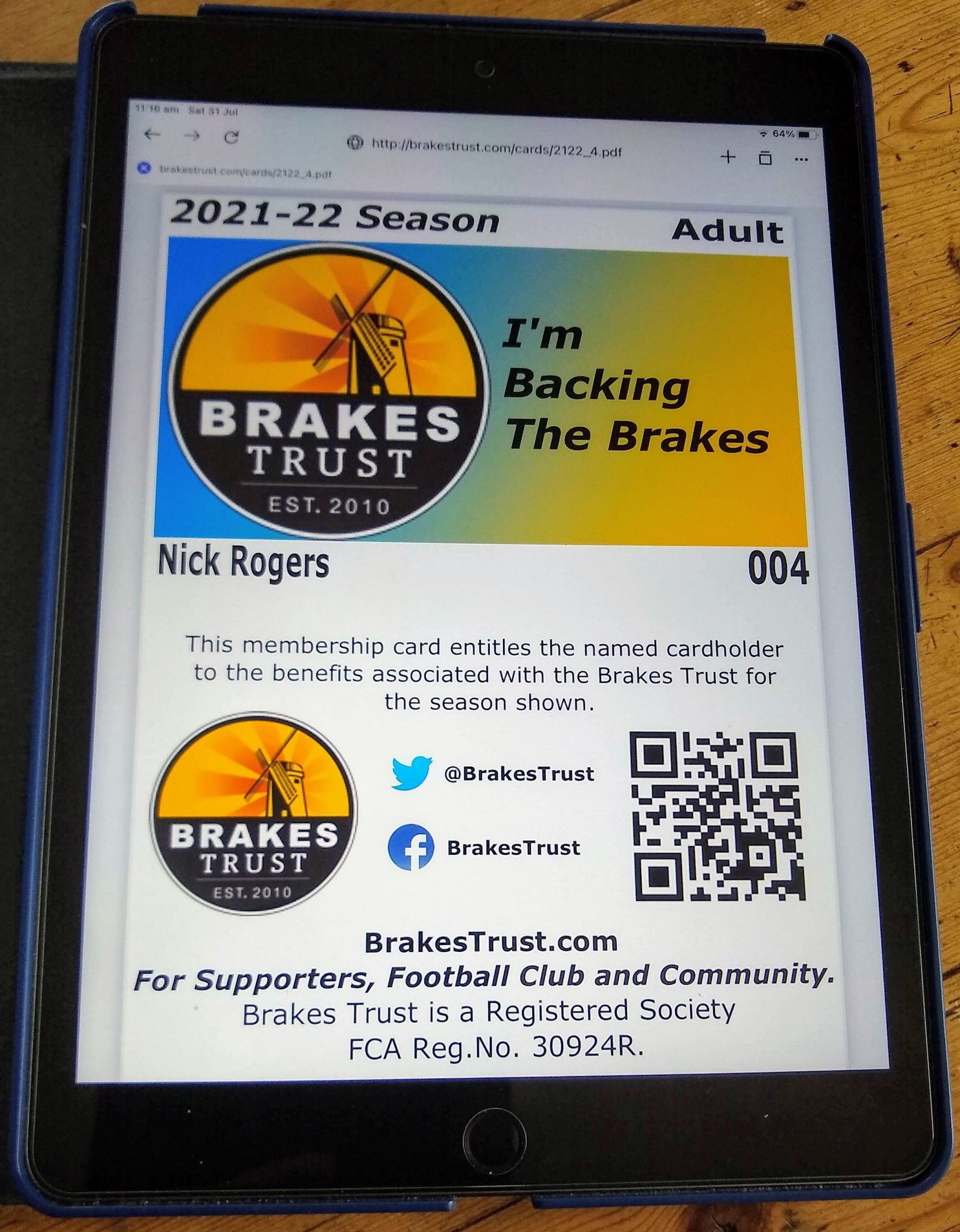 Membership for 2021-22 – Brakes Trust