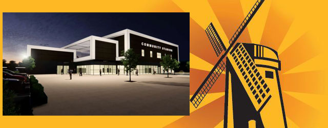 Proposed new stadium at night